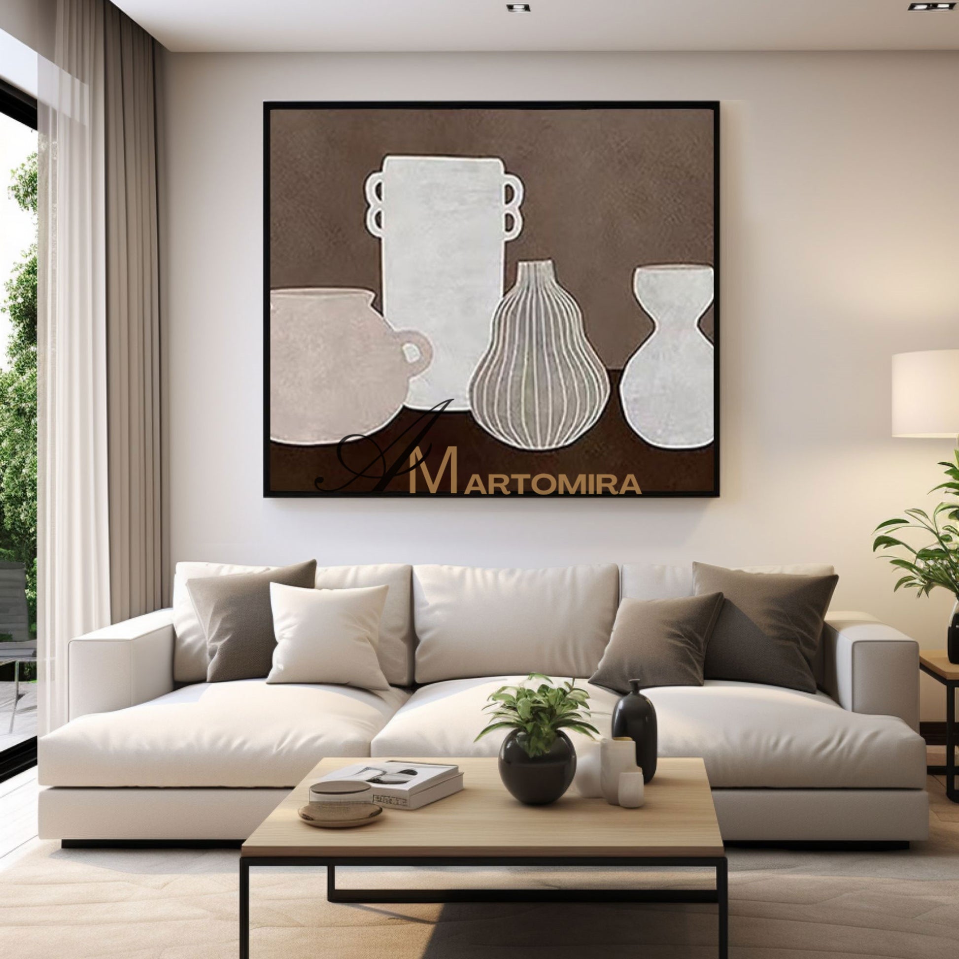 Wabi Sabi Wall Art | Abstract Minimalist Art | Brown And Beige Wall Art | Vase Painting  #MF003