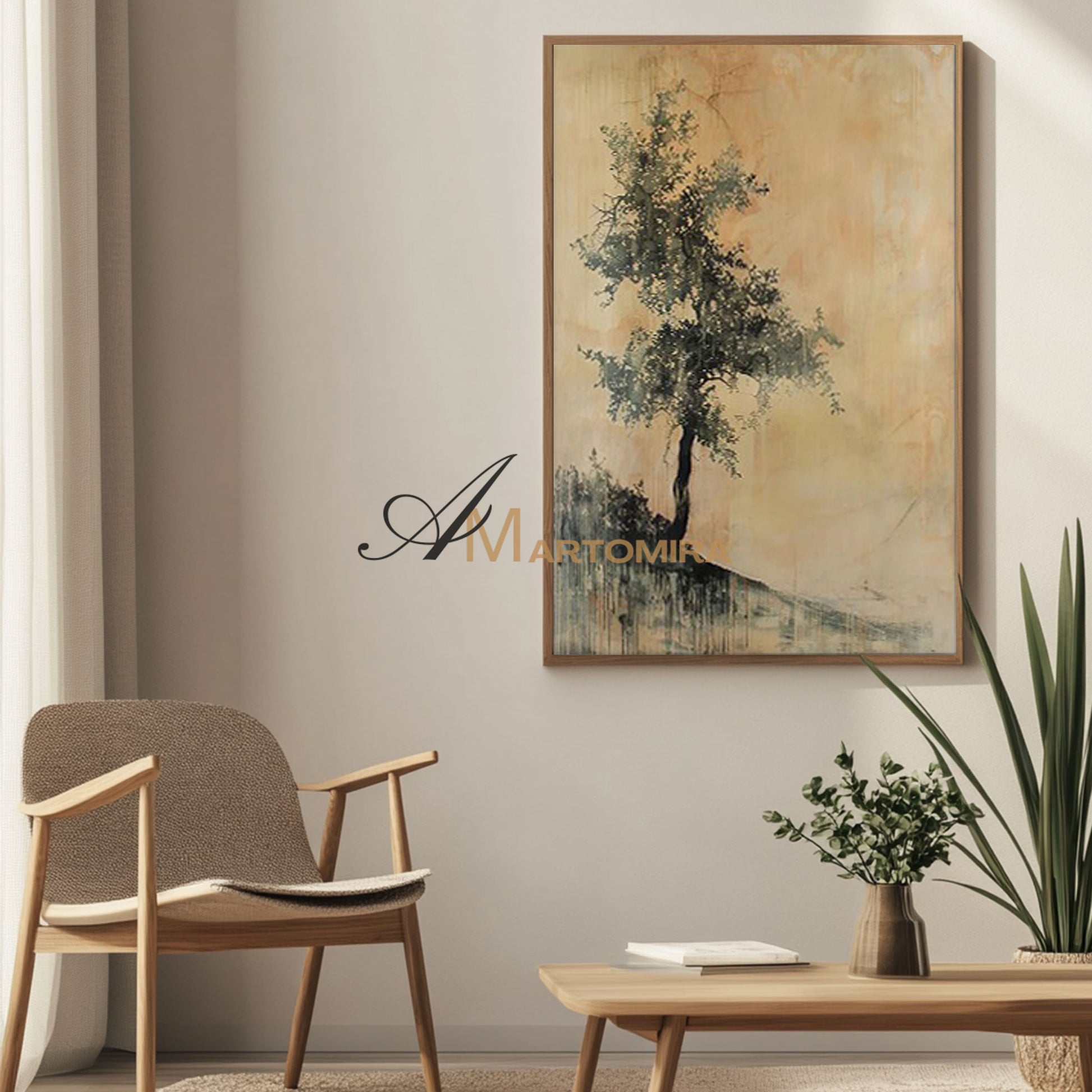 Paintings Of Trees | Abstract Canvas Wall Art | Wabi-Sabi Wall Art | Large Wall Art #MF004