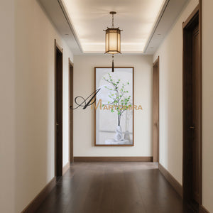 Green And White Wall Art | Flower Vase Painting | Wall Art Decor | Large Acrylic Paint #DF002