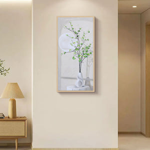 Green And White Wall Art | Flower Vase Painting | Wall Art Decor | Large Acrylic Paint #DF002