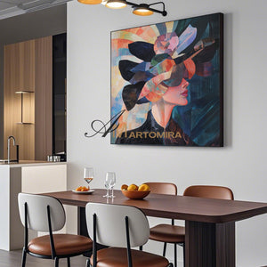 Abstract Painting Woman | Colorful Abstract Art | Abstract Portrait Painting  | Canvas Art Wall  #AP048