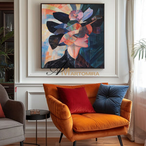 Abstract Painting Woman | Colorful Abstract Art | Abstract Portrait Painting  | Canvas Art Wall  #AP048