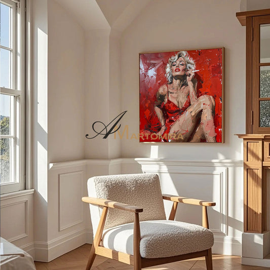 Oil Painting | Sexy Lady | Woman Red Dress Painting | Female Body Abstract Art #AP049