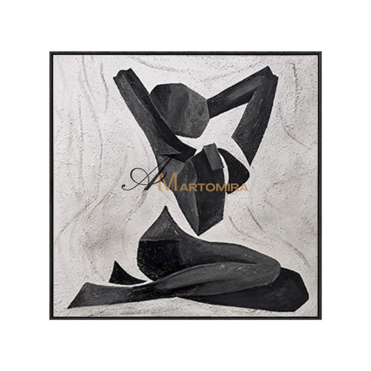 Abstract Wall Art | Black And White Canvas Art | Woman Art Black And White | Abstract Geometric Art #MF031
