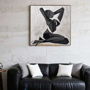 Abstract Wall Art | Black And White Canvas Art | Woman Art Black And White | Abstract Geometric Art #MF031