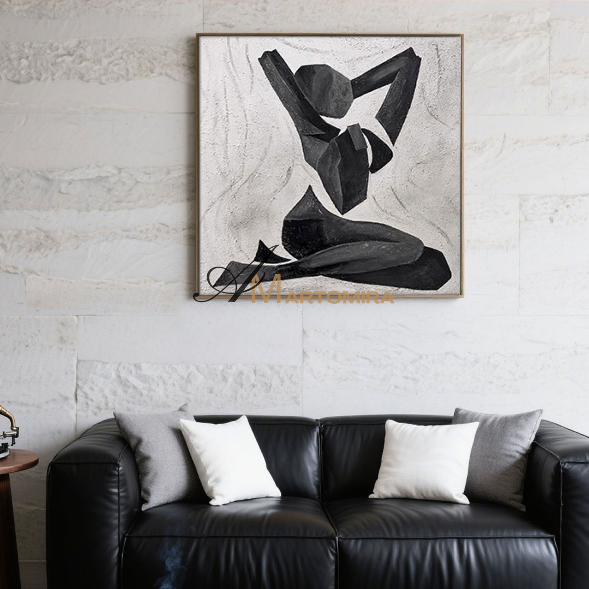 Abstract Wall Art | Black And White Canvas Art | Woman Art Black And White | Abstract Geometric Art #MF031