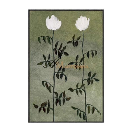 Flower Canvas Painting | Green Wall Art | Flower Paintings On Canvas | Acrylic Paint #MF032