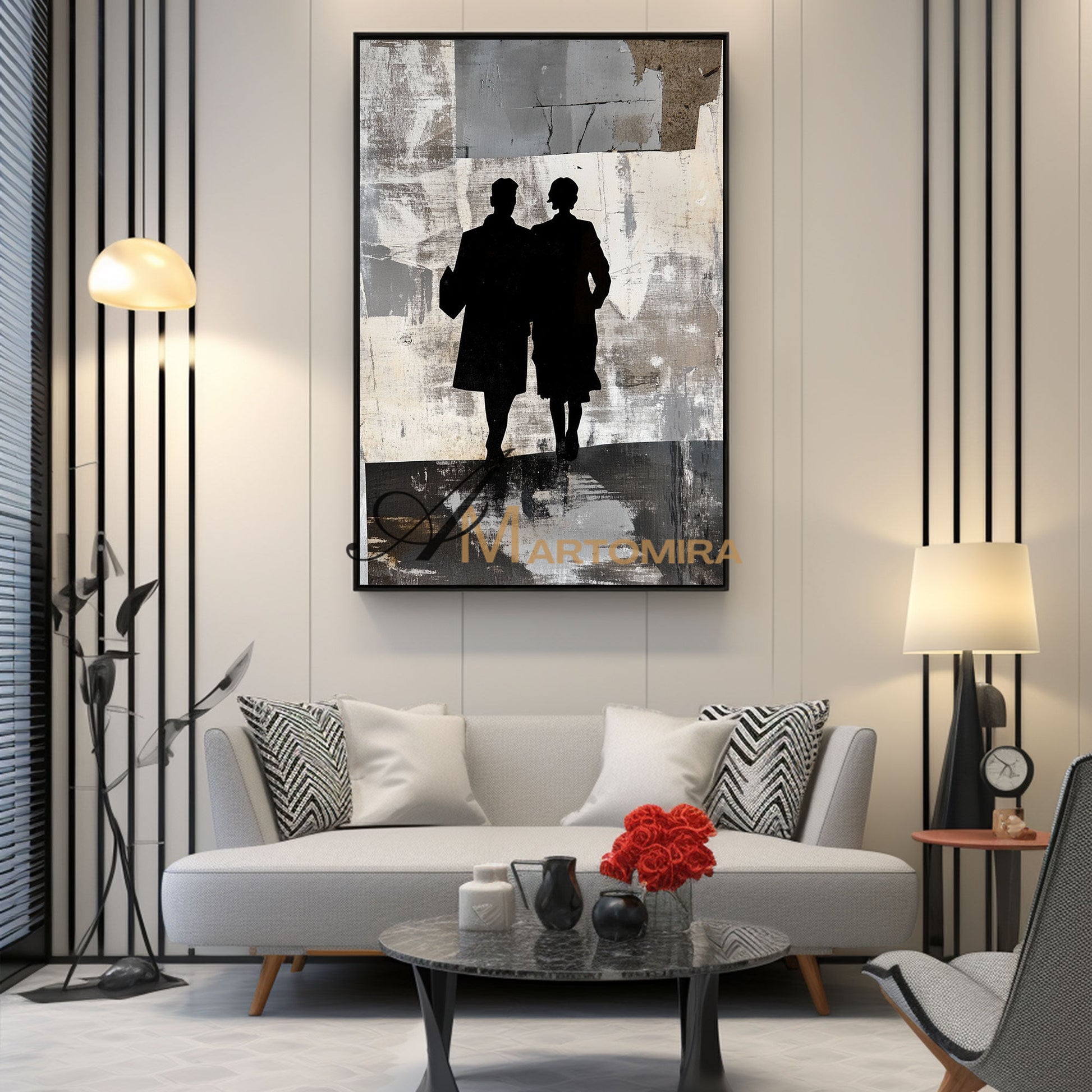 Oil Painting | Abstract People Painting | Modern Abstract Art Black And White | Living Room Wall Art #AP011
