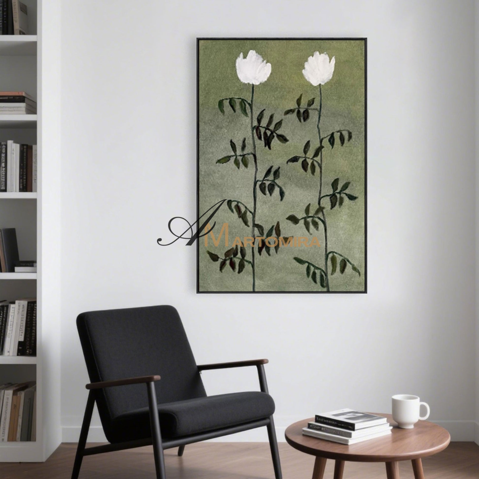Flower Canvas Painting | Green Wall Art | Flower Paintings On Canvas | Acrylic Paint #MF032