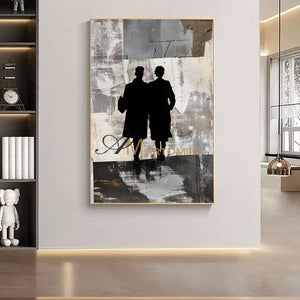 Oil Painting | Abstract People Painting | Modern Abstract Art Black And White | Living Room Wall Art #AP011