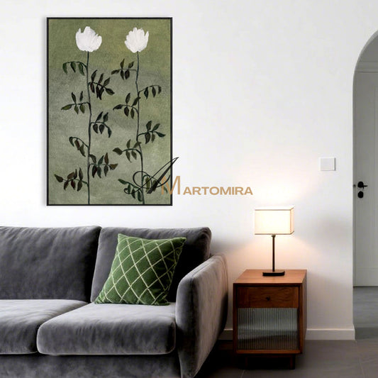 Flower Canvas Painting | Green Wall Art | Flower Paintings On Canvas | Acrylic Paint #MF032