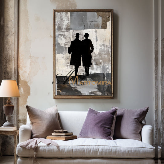 Oil Painting | Abstract People Painting | Modern Abstract Art Black And White | Living Room Wall Art #AP011