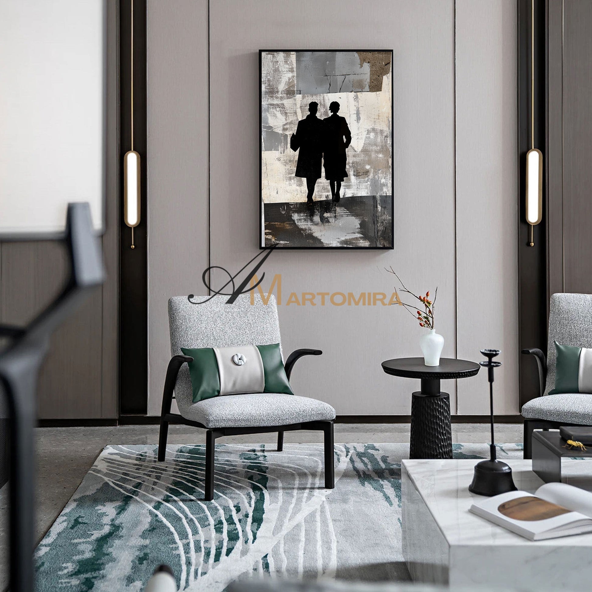 Oil Painting | Abstract People Painting | Modern Abstract Art Black And White | Living Room Wall Art #AP011