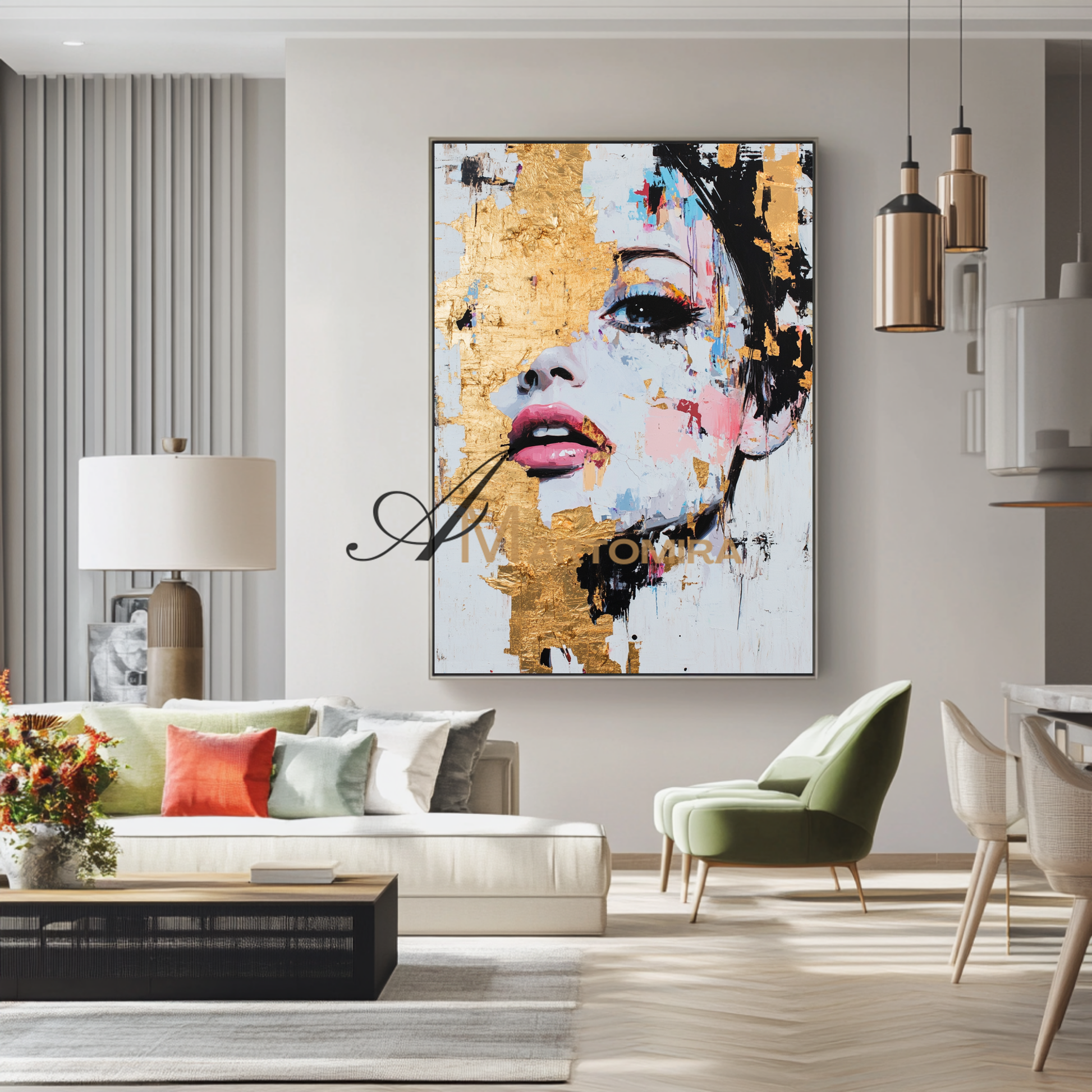Gold Wall Art | Abstract Painting Of Face | Abstract Woman Painting | Decorative Wall Art #AP012