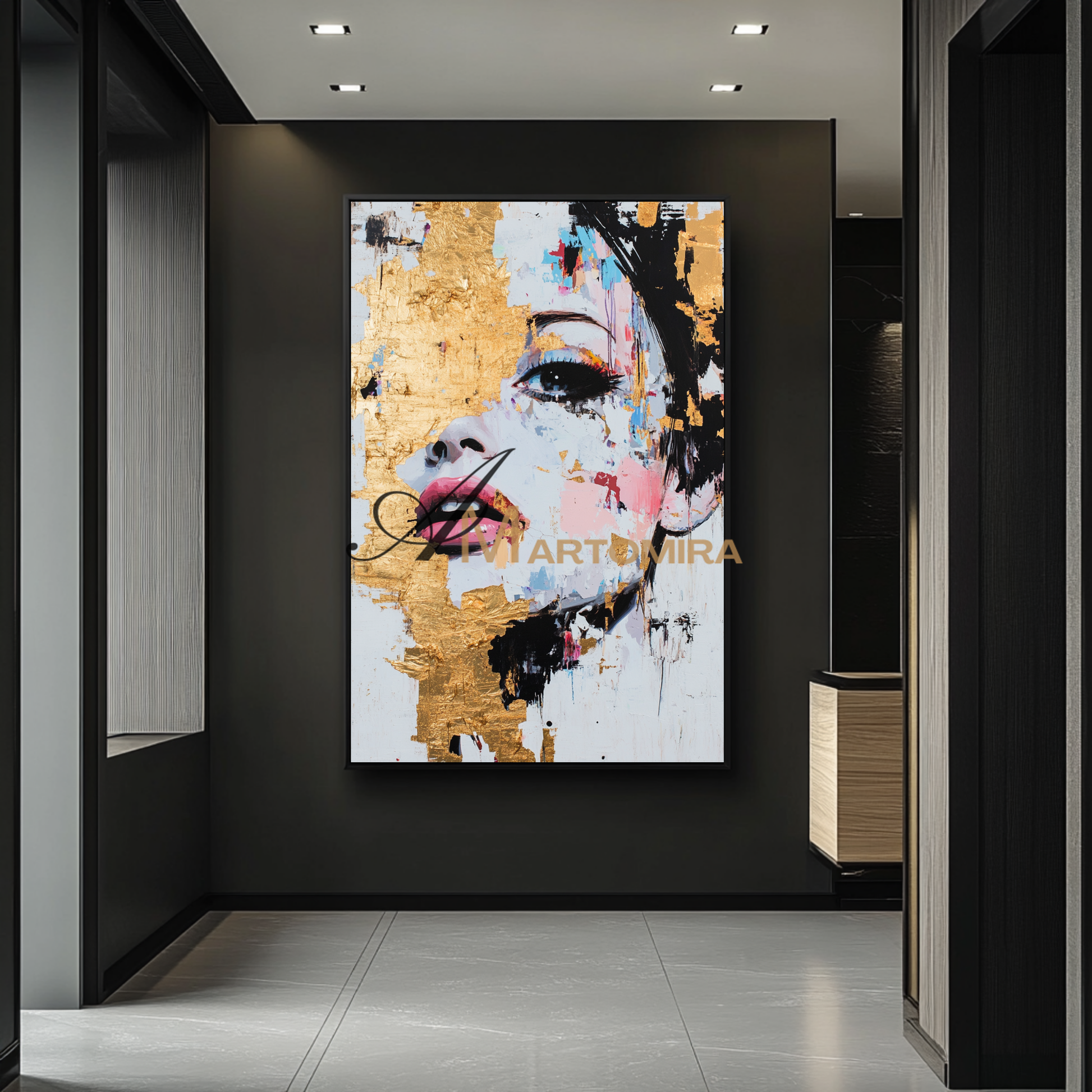 Gold Wall Art | Abstract Painting Of Face | Abstract Woman Painting | Decorative Wall Art #AP012