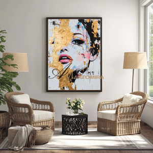 Gold Wall Art | Abstract Painting Of Face | Abstract Woman Painting | Decorative Wall Art #AP012