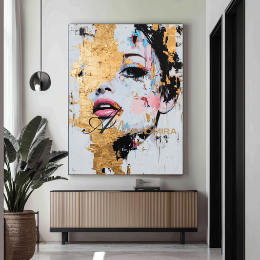 Gold Wall Art | Abstract Painting Of Face | Abstract Woman Painting | Decorative Wall Art #AP012