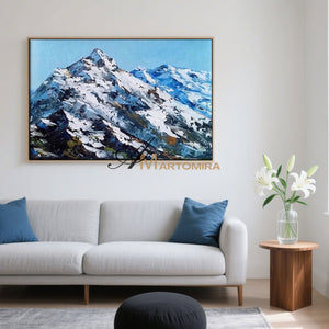 Abstract Landscape Painting | Mountain Wall Art | Snow Mountain Painting | Blue Wall Art #MF033