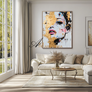 Gold Wall Art | Abstract Painting Of Face | Abstract Woman Painting | Decorative Wall Art #AP012