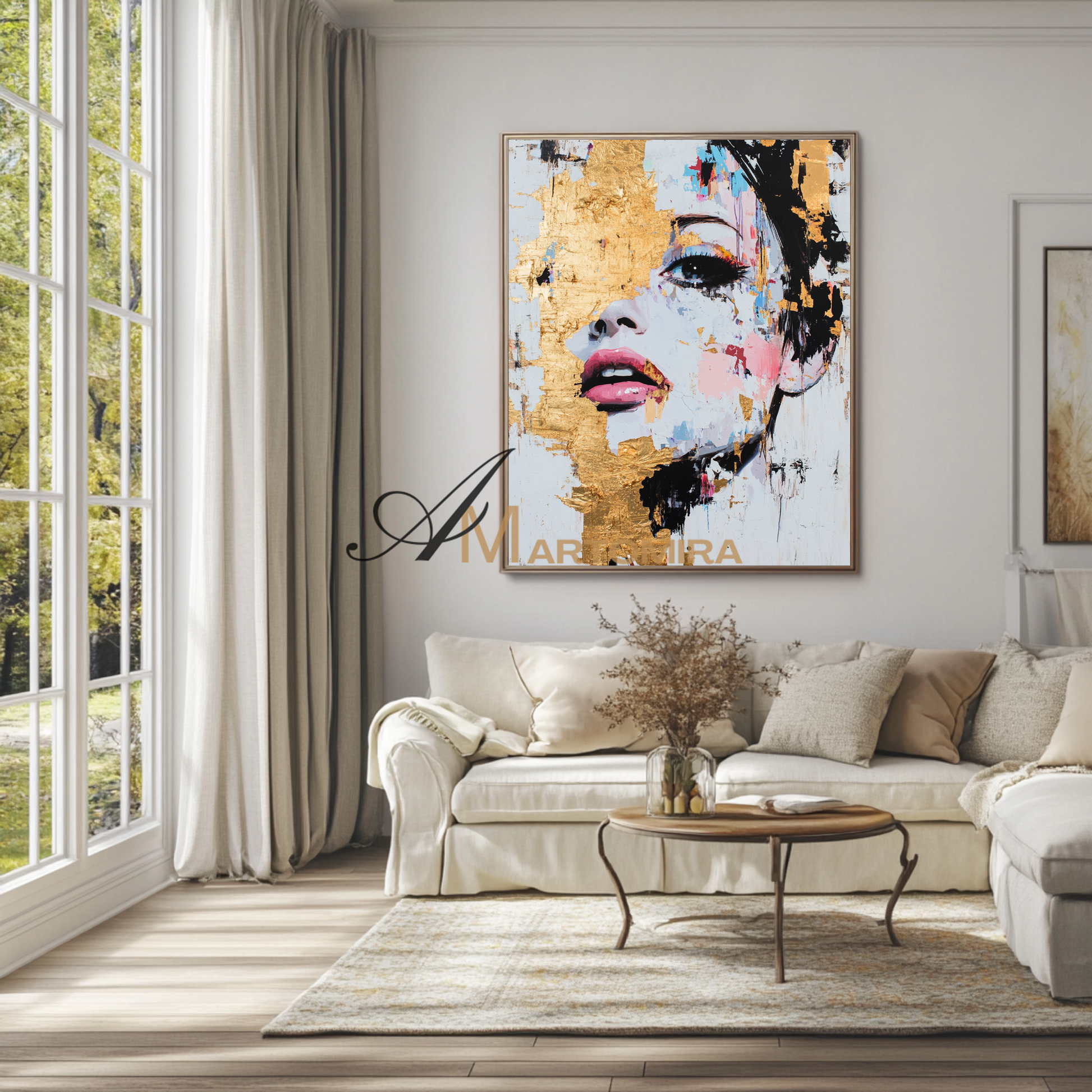 Gold Wall Art | Abstract Painting Of Face | Abstract Woman Painting | Decorative Wall Art #AP012