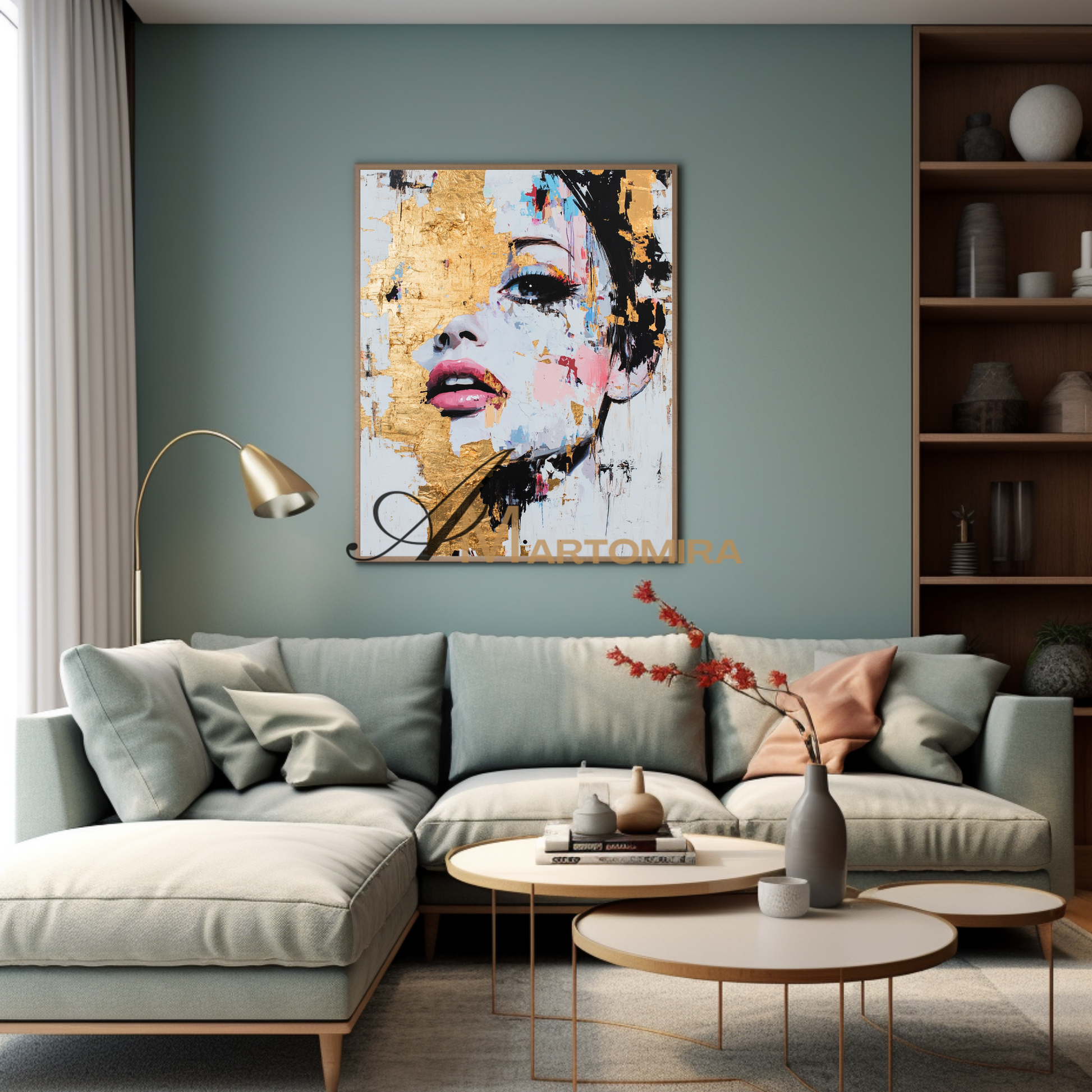 Gold Wall Art | Abstract Painting Of Face | Abstract Woman Painting | Decorative Wall Art #AP012