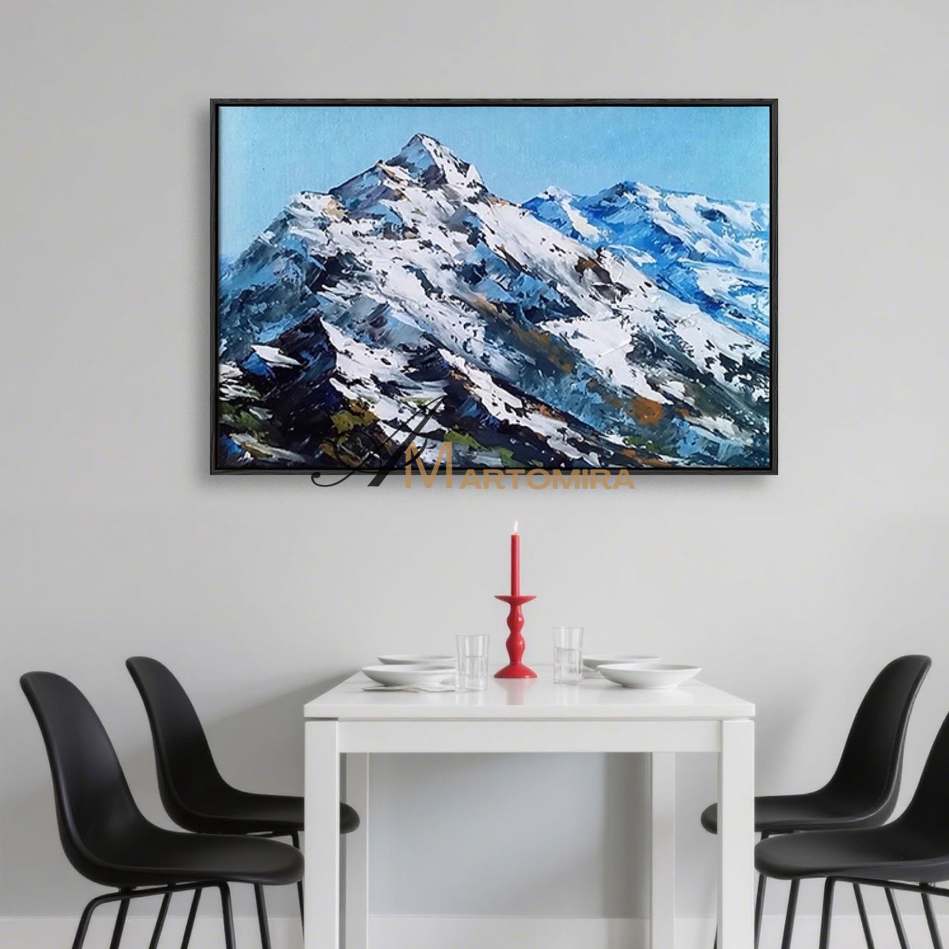 Abstract Landscape Painting | Mountain Wall Art | Snow Mountain Painting | Blue Wall Art #MF033