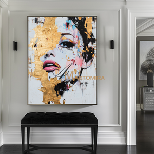 Gold Wall Art | Abstract Painting Of Face | Abstract Woman Painting | Decorative Wall Art #AP012