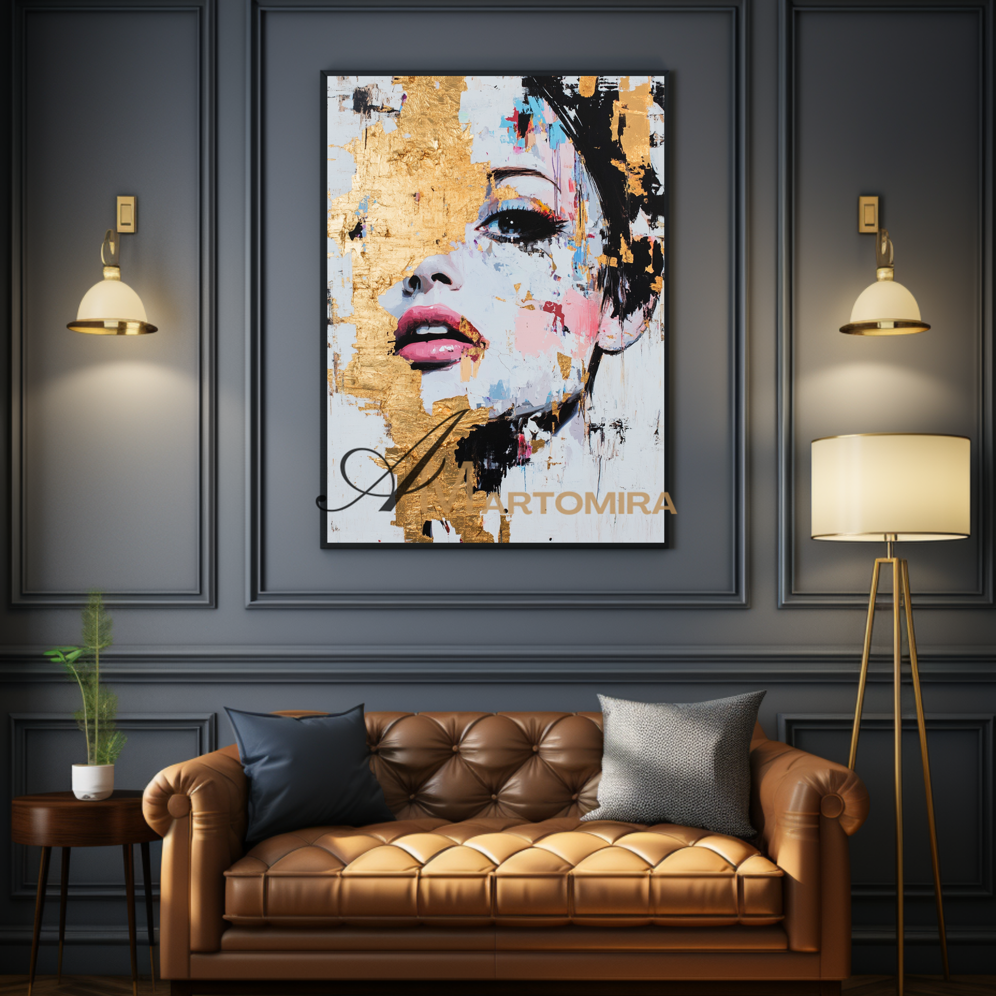 Gold Wall Art | Abstract Painting Of Face | Abstract Woman Painting | Decorative Wall Art #AP012