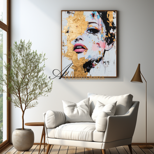 Gold Wall Art | Abstract Painting Of Face | Abstract Woman Painting | Decorative Wall Art #AP012
