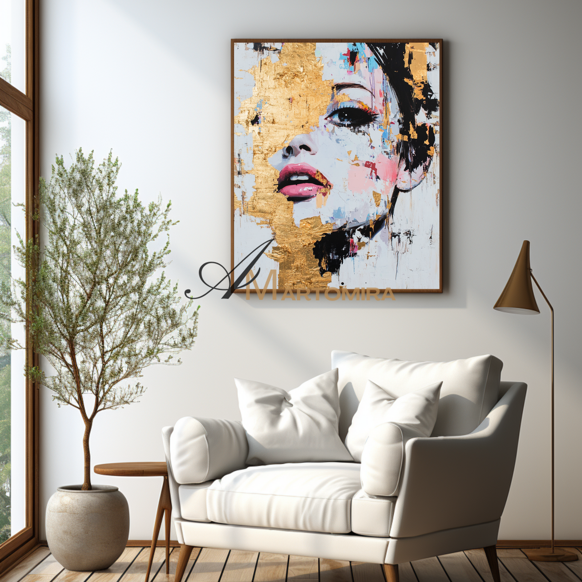 Gold Wall Art | Abstract Painting Of Face | Abstract Woman Painting | Decorative Wall Art #AP012