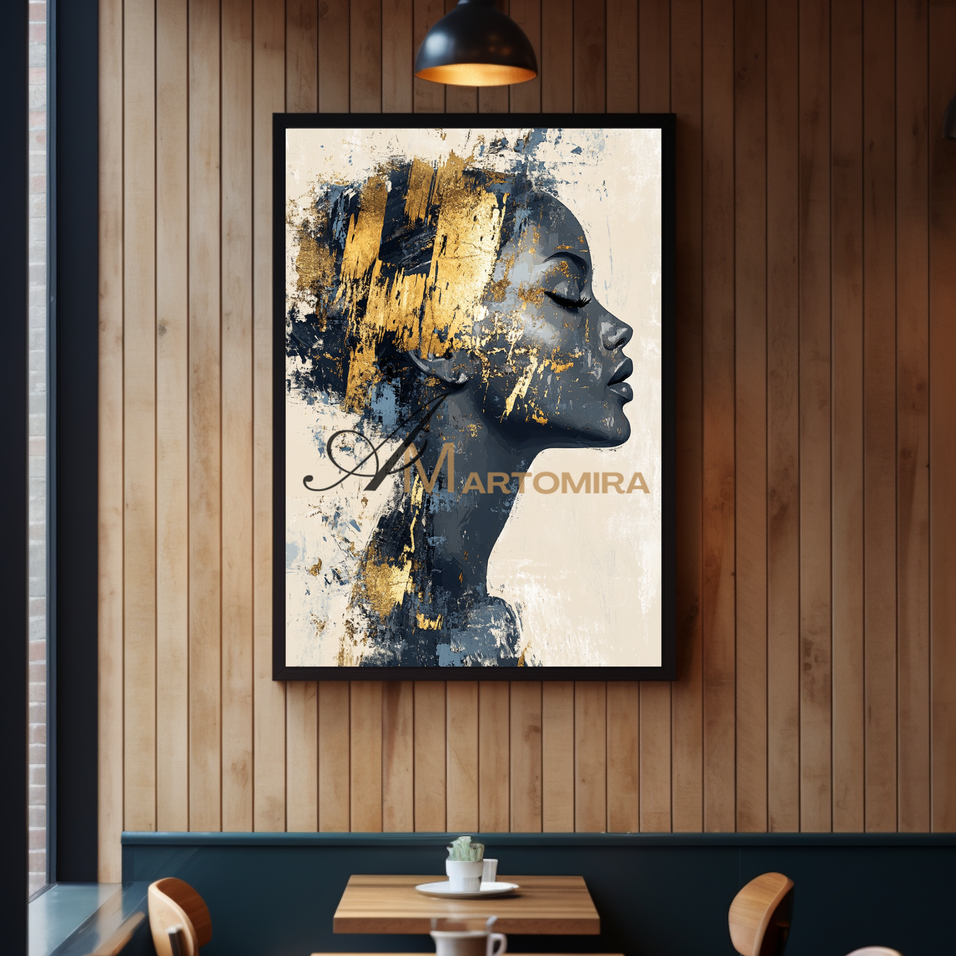 Portrait Painting | Black And Gold Wall Art | Large Canvas Art | Contemporary Wall Art Decor #AP013