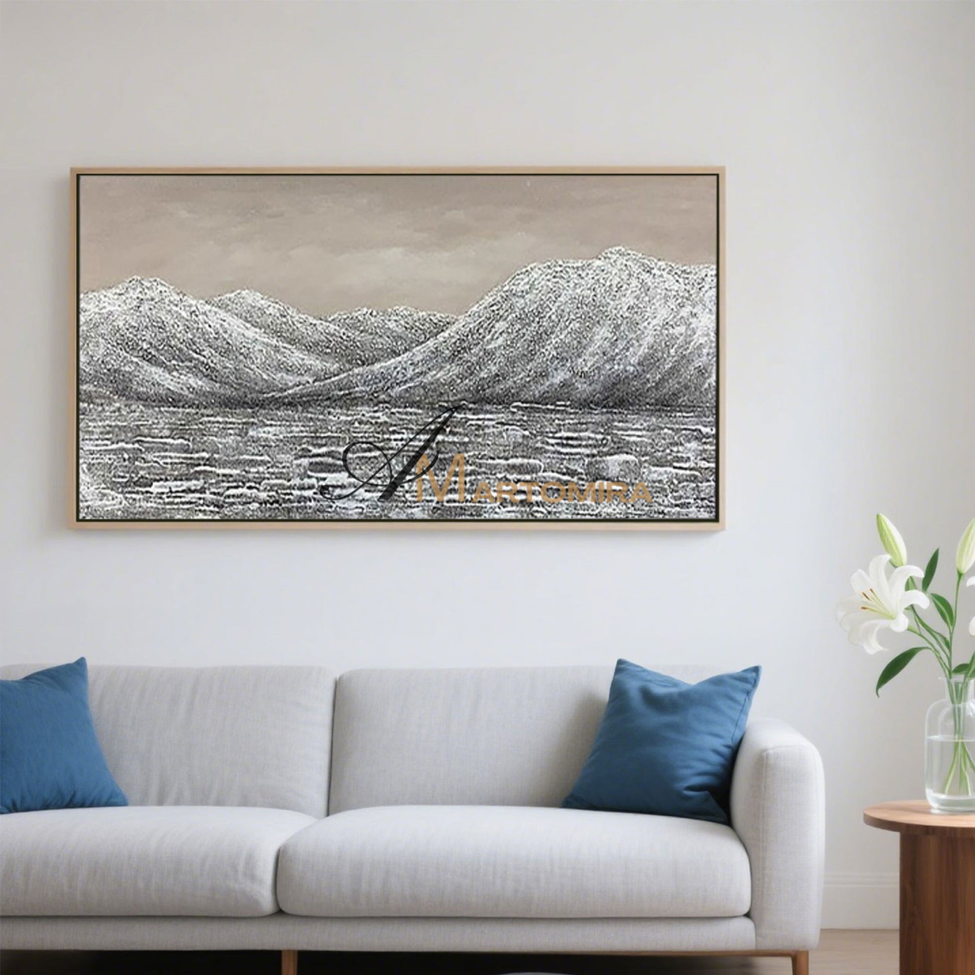 Landscape Wall Art | Acrylic Mountain Painting | Large Abstract Landscape Wall Art  #MF034