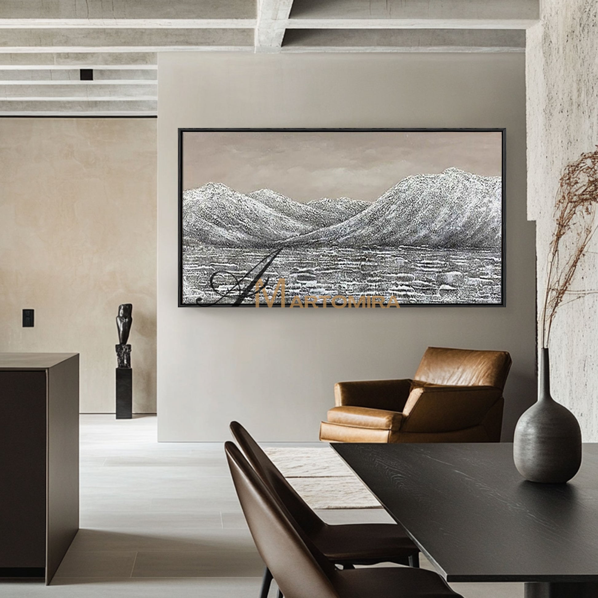 Landscape Wall Art | Acrylic Mountain Painting | Large Abstract Landscape Wall Art  #MF034
