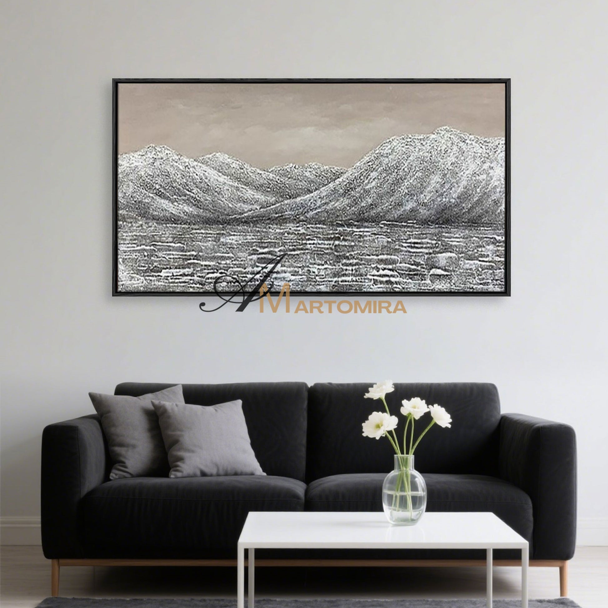 Landscape Wall Art | Acrylic Mountain Painting | Large Abstract Landscape Wall Art  #MF034
