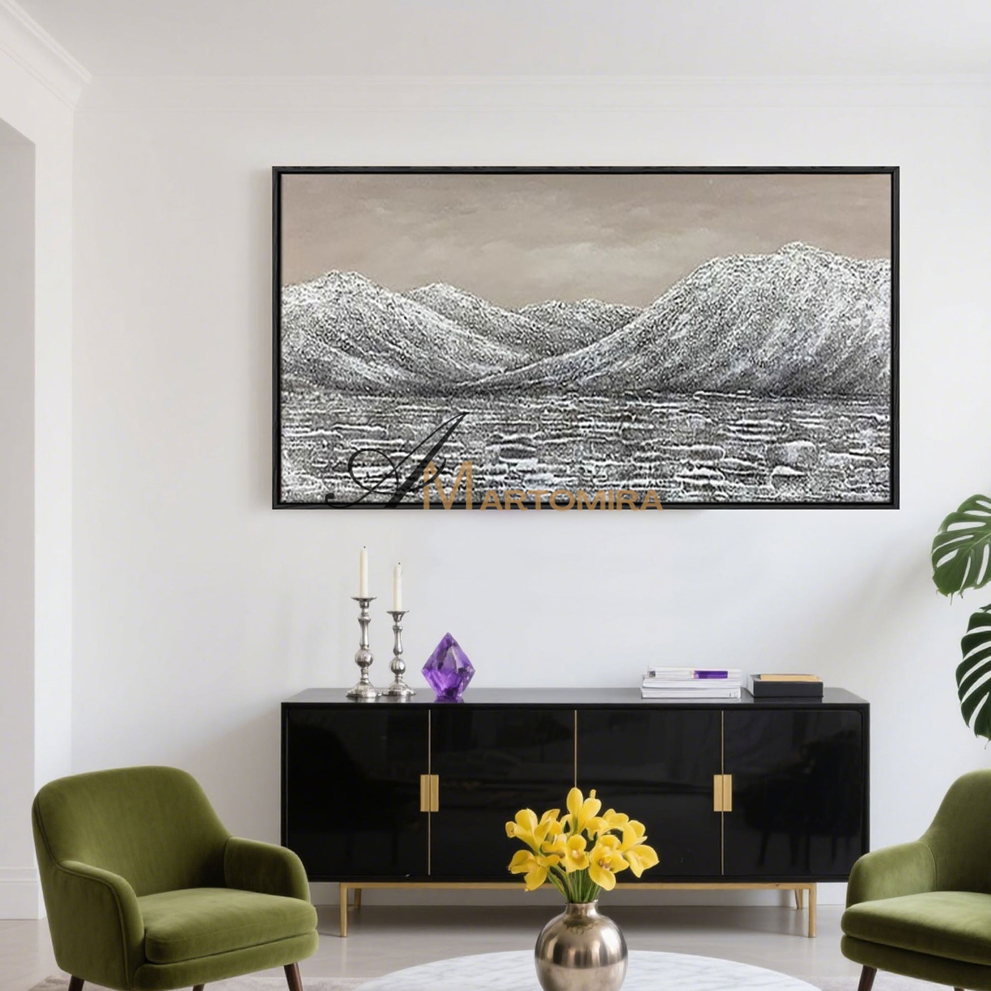 Landscape Wall Art | Acrylic Mountain Painting | Large Abstract Landscape Wall Art  #MF034