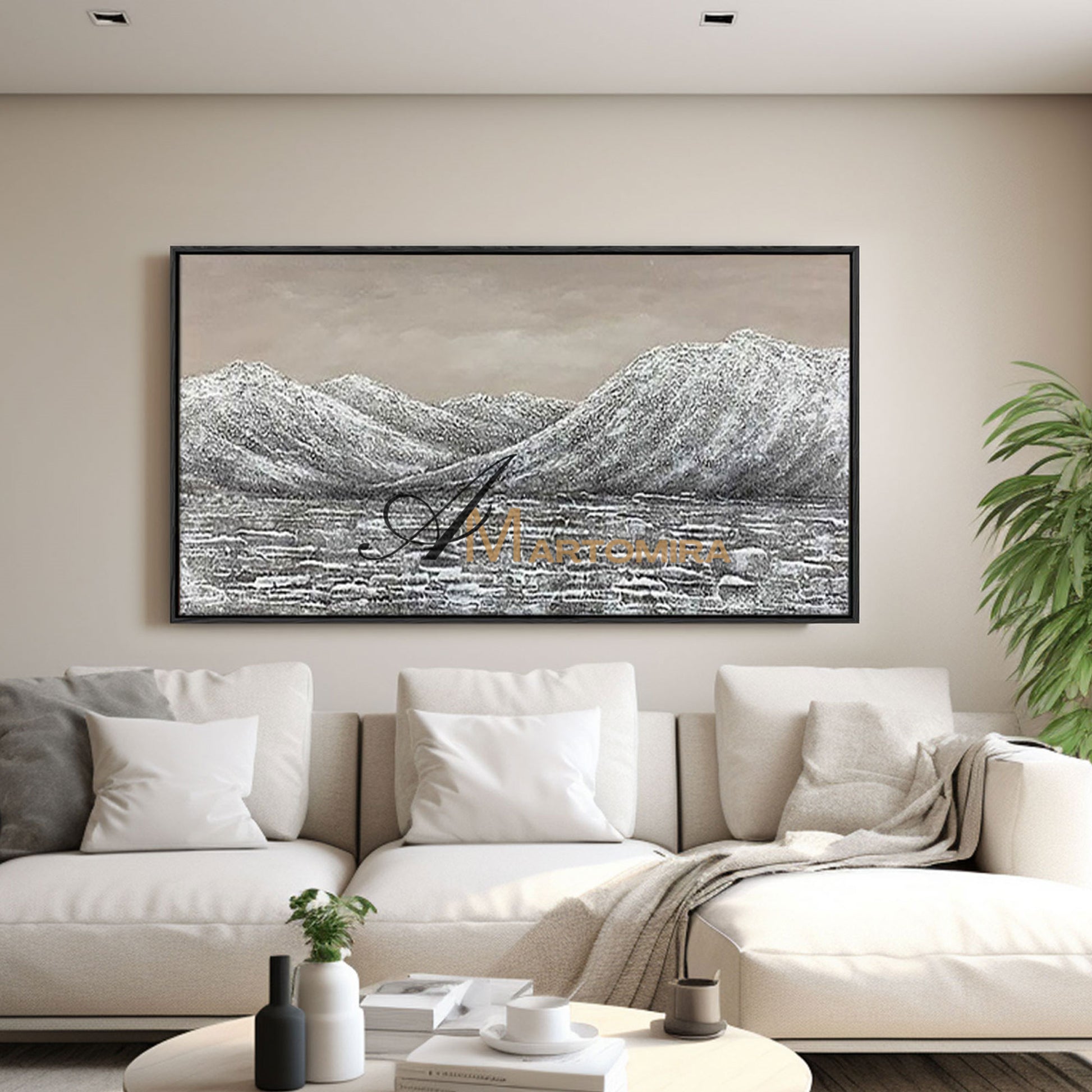 Landscape Wall Art | Acrylic Mountain Painting | Large Abstract Landscape Wall Art  #MF034