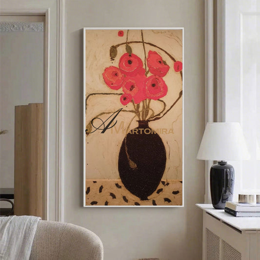 Abstract Flower Paintings | Floral Painting Acrylic | Paintings Of Flowers In Vase | Oil Painting #MF035