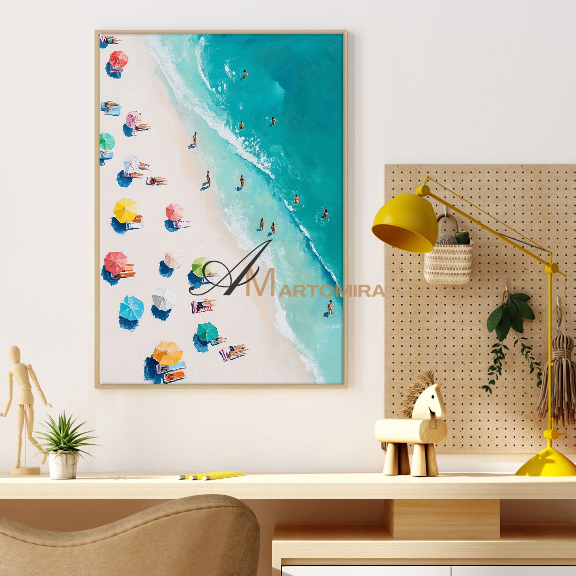 Painting On Beach | Blue Ocean Paintings | Landscape Canvas Oil Painting | Modern Art #POS138