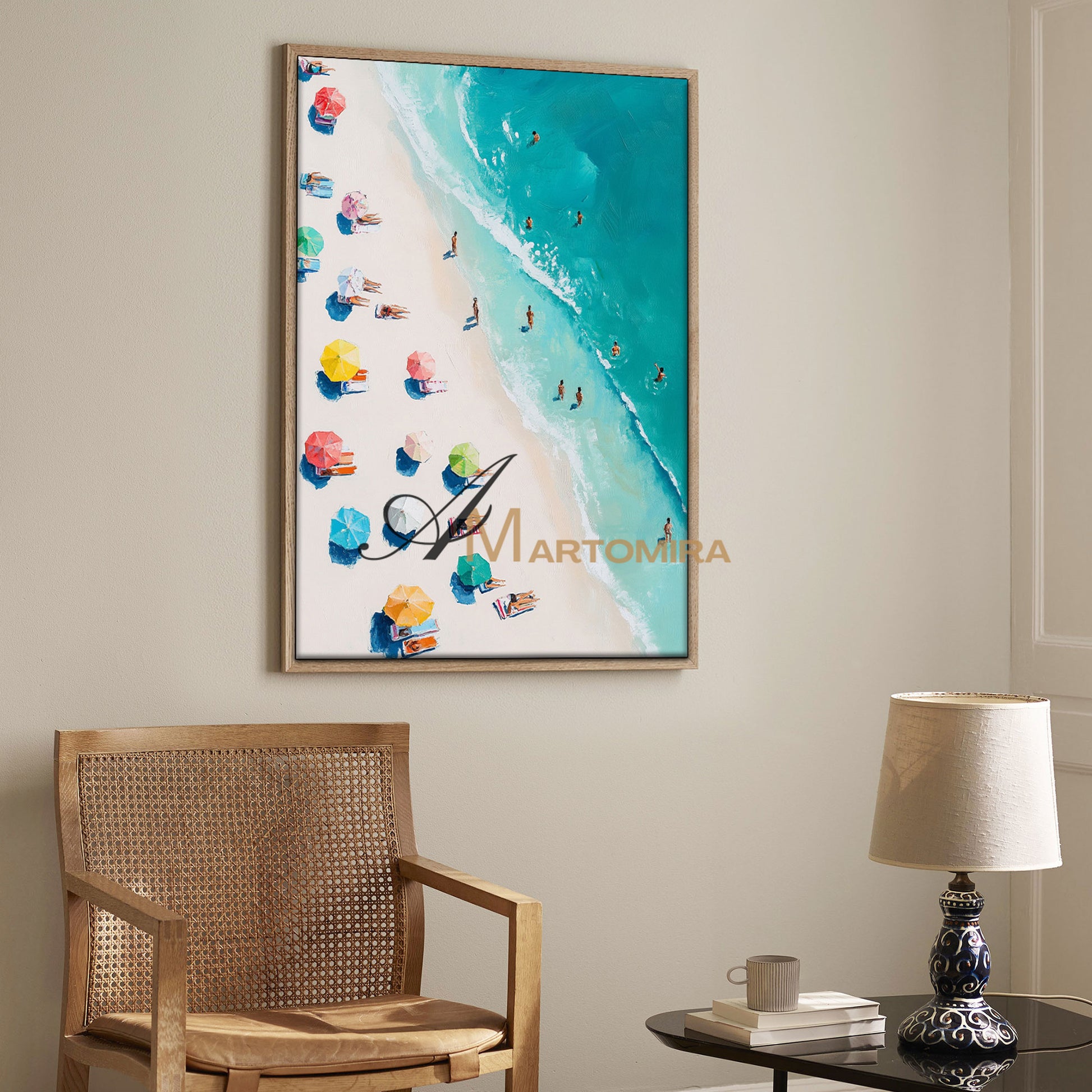 Painting On Beach | Blue Ocean Paintings | Landscape Canvas Oil Painting | Modern Art #POS138