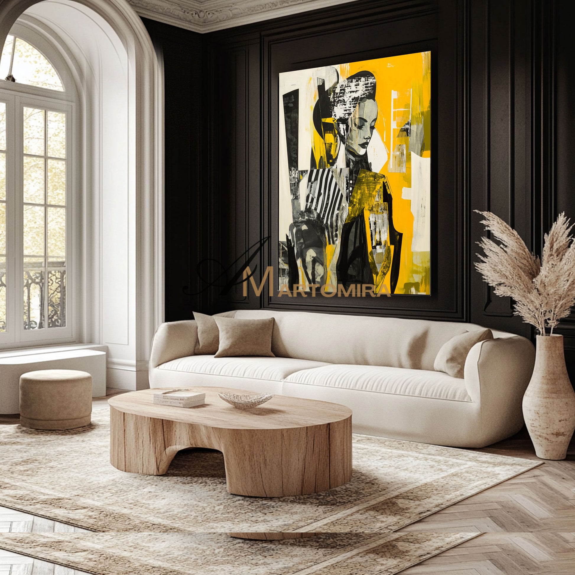 Abstract Wall Art | Yellow Wall Art | Painting Art Woman | Large Canvas Wall Art #AP016