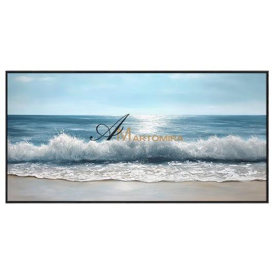 The Wave Painting | Blue Ocean Paintings | Large Horizontal Wall Art | Beach Canvas #POS139