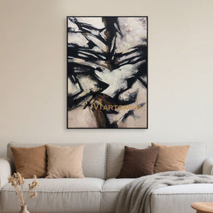 Abstract Wall Art | Large Living Room Wall Art | Abstract Modern Wall Art | Black Wall Art #MF037