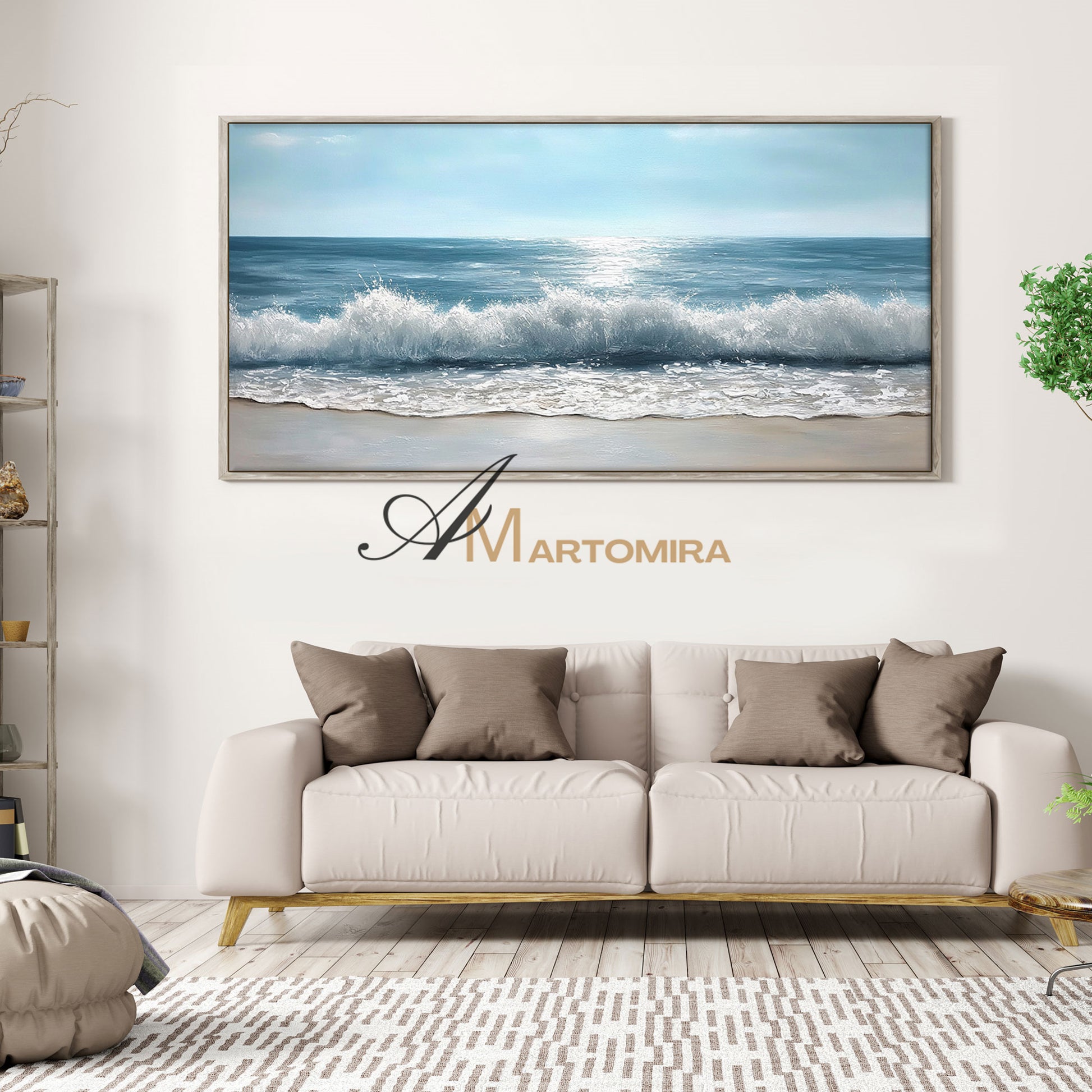 The Wave Painting | Blue Ocean Paintings | Large Horizontal Wall Art | Beach Canvas #POS139