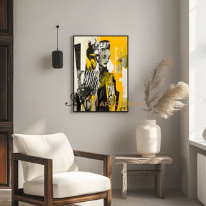 Abstract Wall Art | Yellow Wall Art | Painting Art Woman | Large Canvas Wall Art #AP016