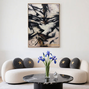 Abstract Wall Art | Large Living Room Wall Art | Abstract Modern Wall Art | Black Wall Art #MF037