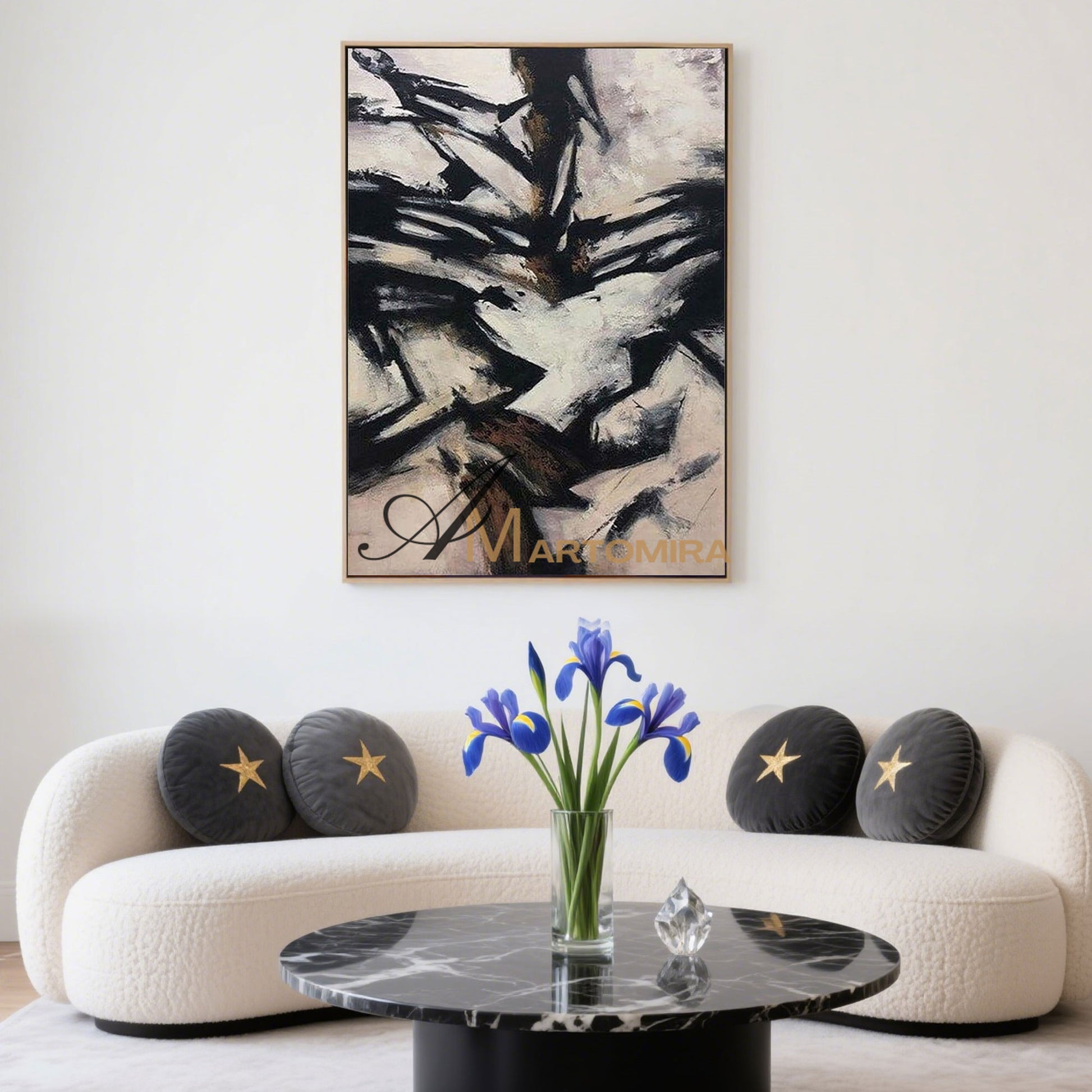 Abstract Wall Art | Large Living Room Wall Art | Abstract Modern Wall Art | Black Wall Art #MF037
