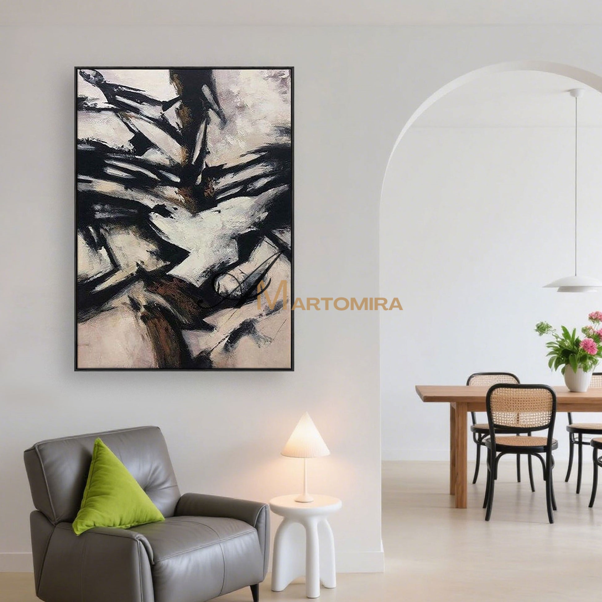 Abstract Wall Art | Large Living Room Wall Art | Abstract Modern Wall Art | Black Wall Art #MF037