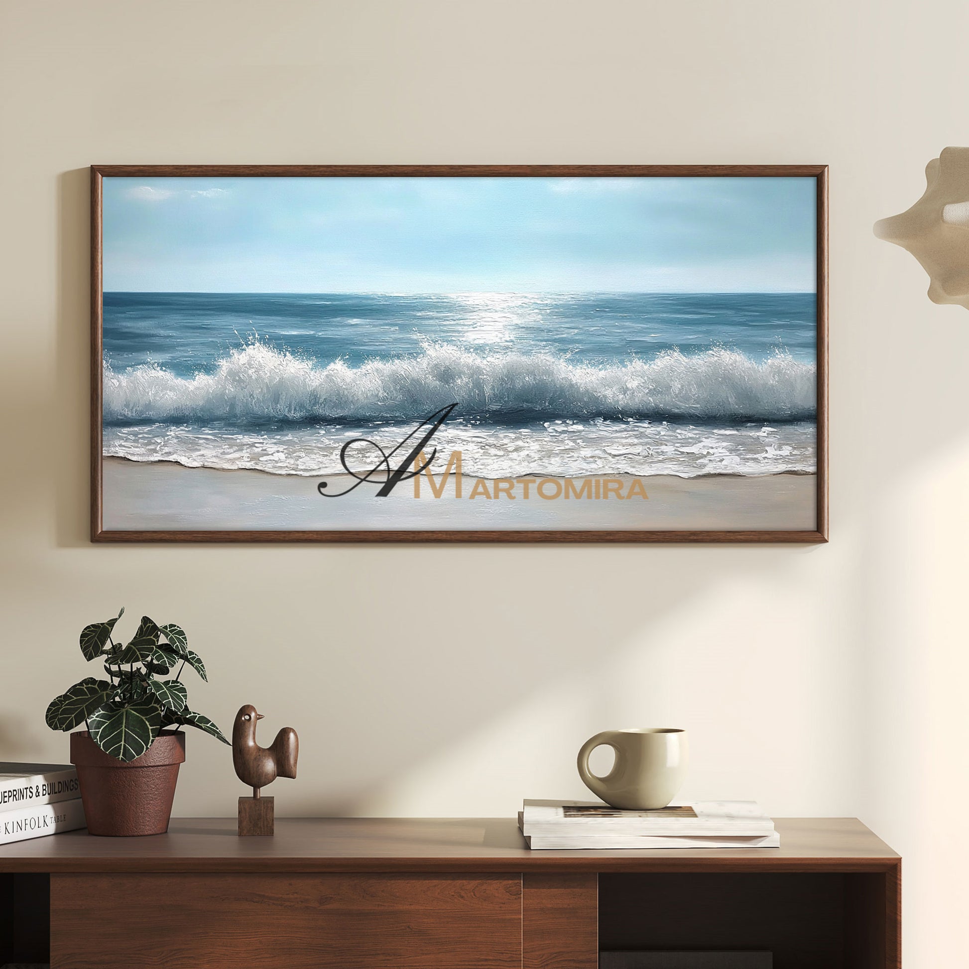 The Wave Painting | Blue Ocean Paintings | Large Horizontal Wall Art | Beach Canvas #POS139