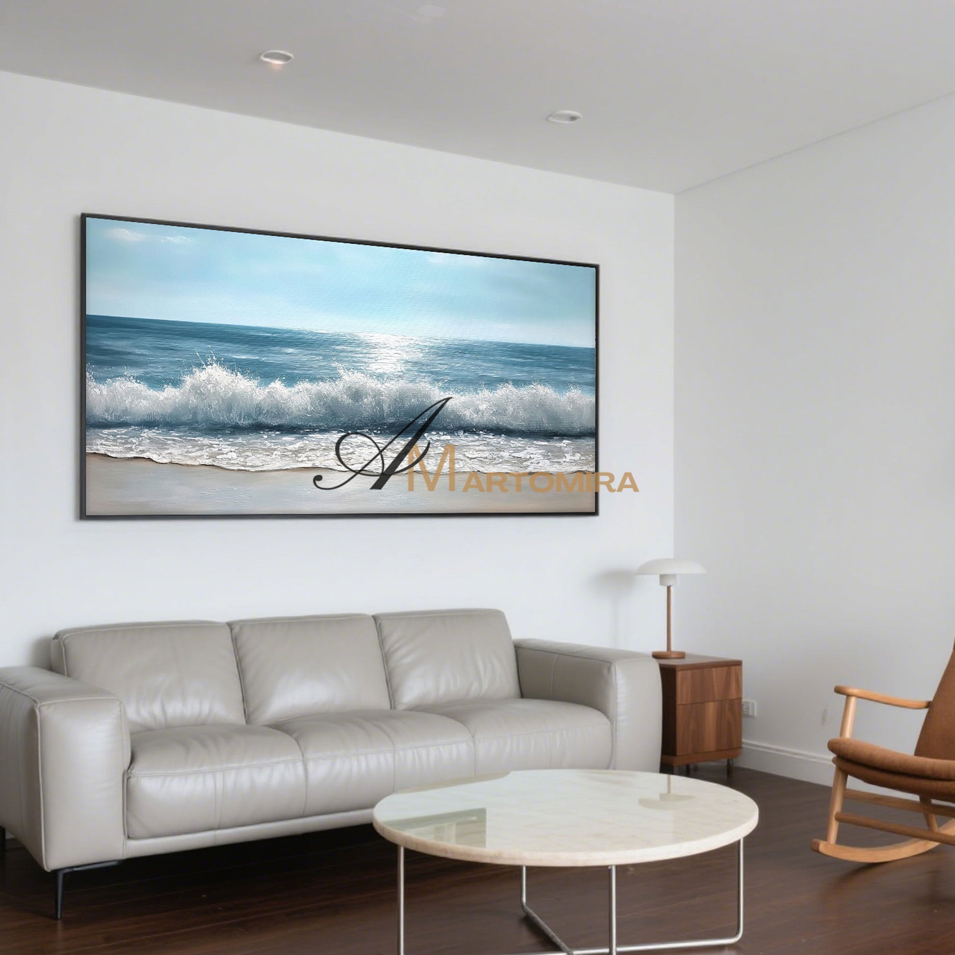 The Wave Painting | Blue Ocean Paintings | Large Horizontal Wall Art | Beach Canvas #POS139