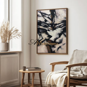 Abstract Wall Art | Large Living Room Wall Art | Abstract Modern Wall Art | Black Wall Art #MF037